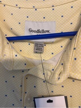 Goodfellow & Co Men’s Yellow Button-Down Shirt with Blue Micro Dots